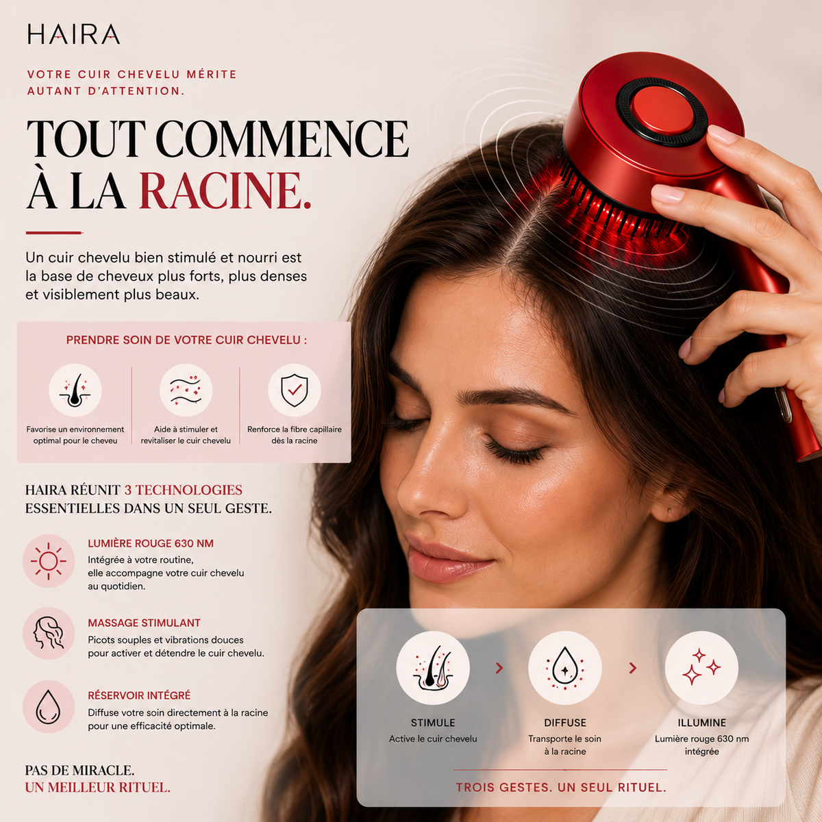 Brosse cuir chevelu HAIRA™